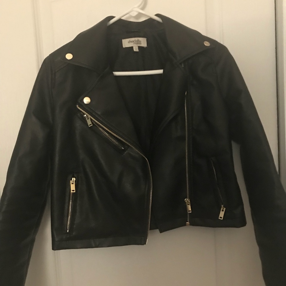 black Charlotte Russe leather jacket